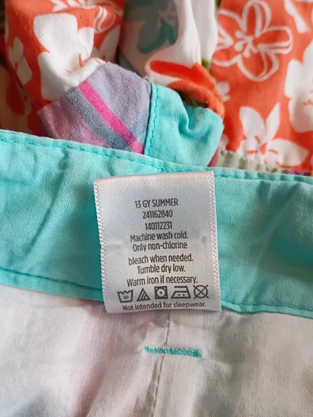 GYMBOREE Girls Surf Adventure Bermuda Shorts Floral Patchwork Aqua Orange Sz 8